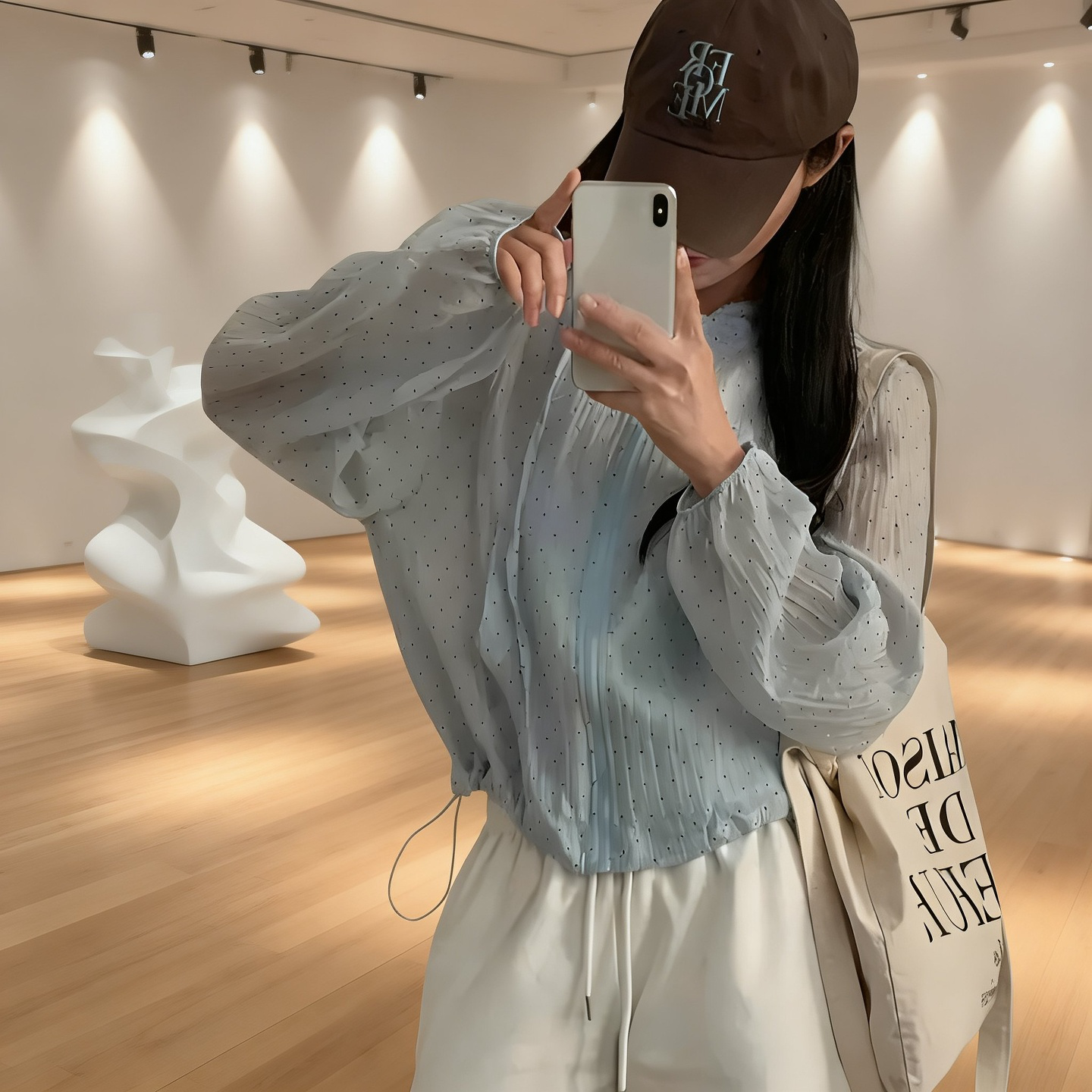 韓国風水玉模様のフード付き日焼け防止シャツ（女性用）