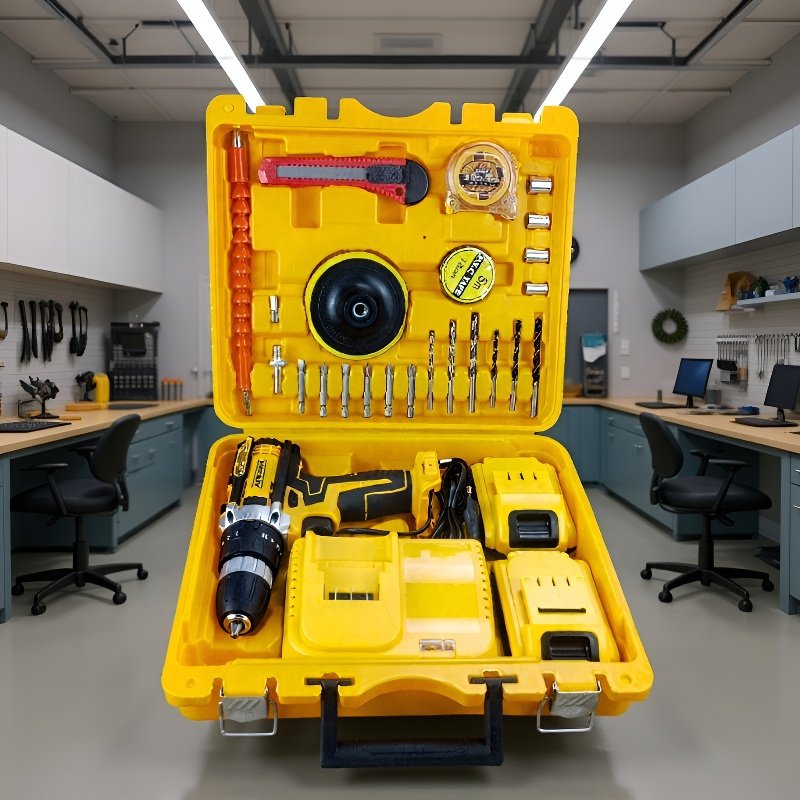 24V gelbes kabelloses Werkzeugset mit Akku-Bohrmaschine und Handwerkzeugen