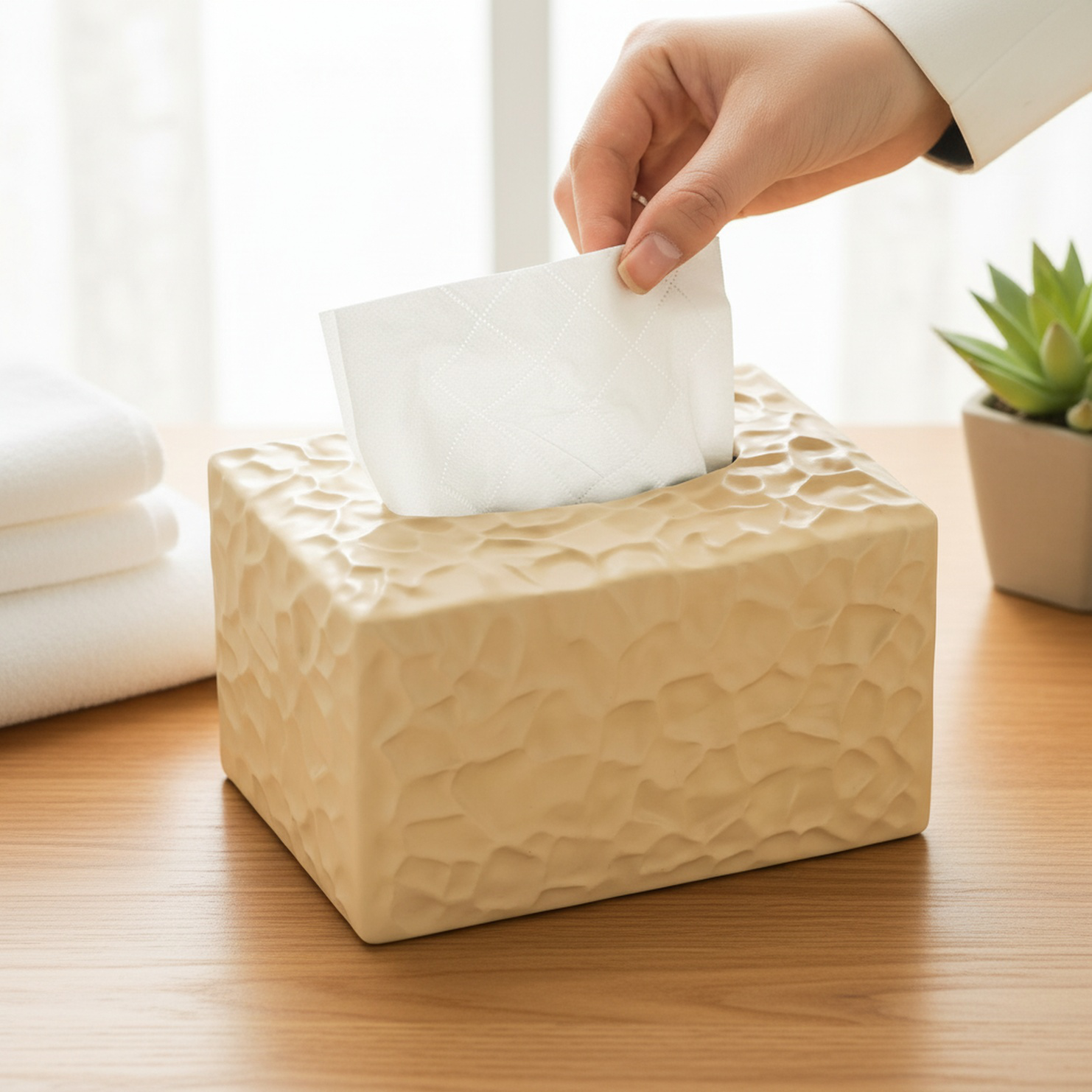 High-End Light Luxury Peanut Shaped Ceramic Tissue Box