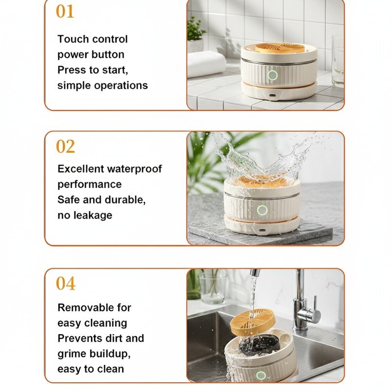 User operating wireless vegetable cleaning device