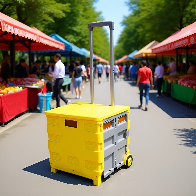 Chariot de marché en plastique léger avec poignée