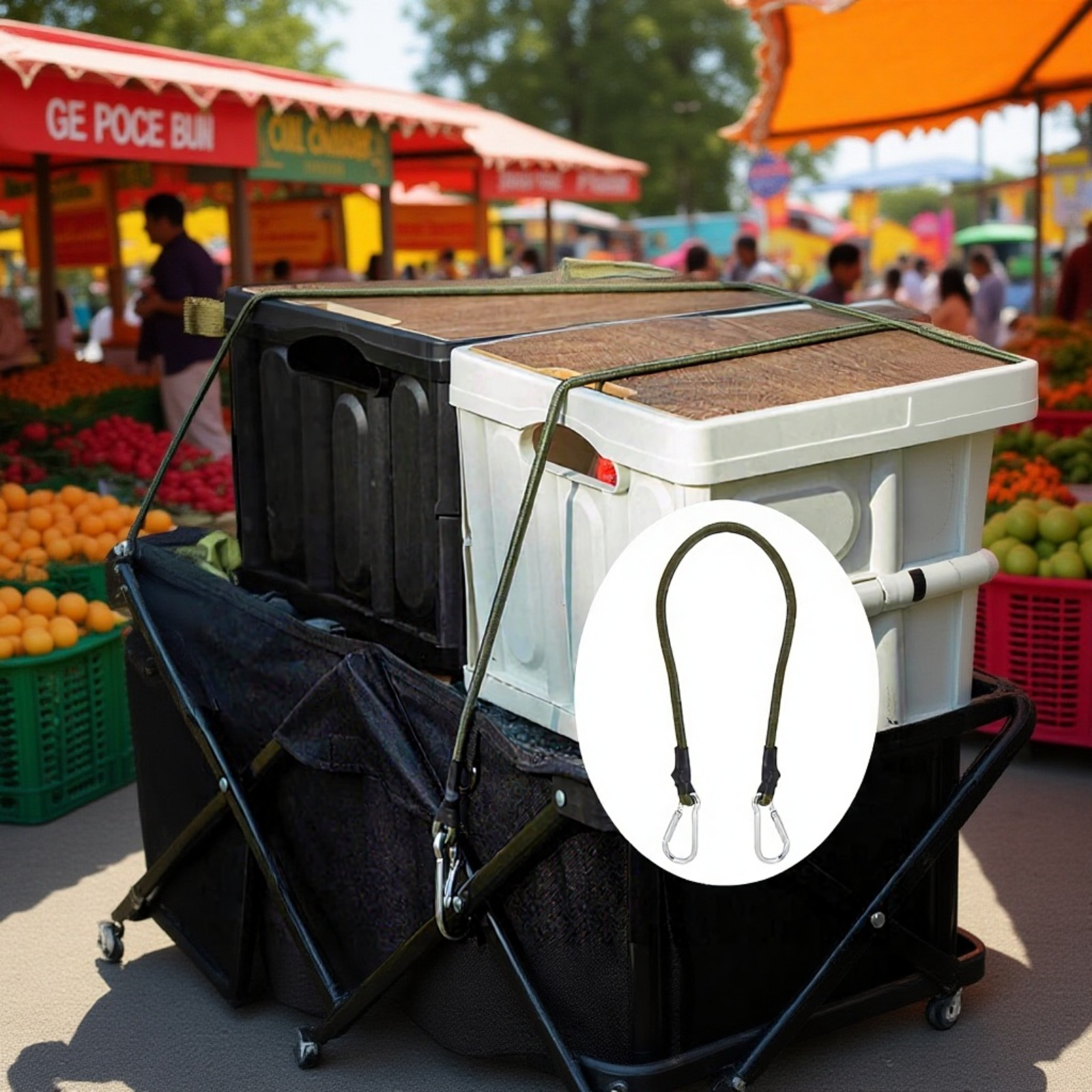 Karabińczyk zewnętrzny z elastyczną linką 8 mm