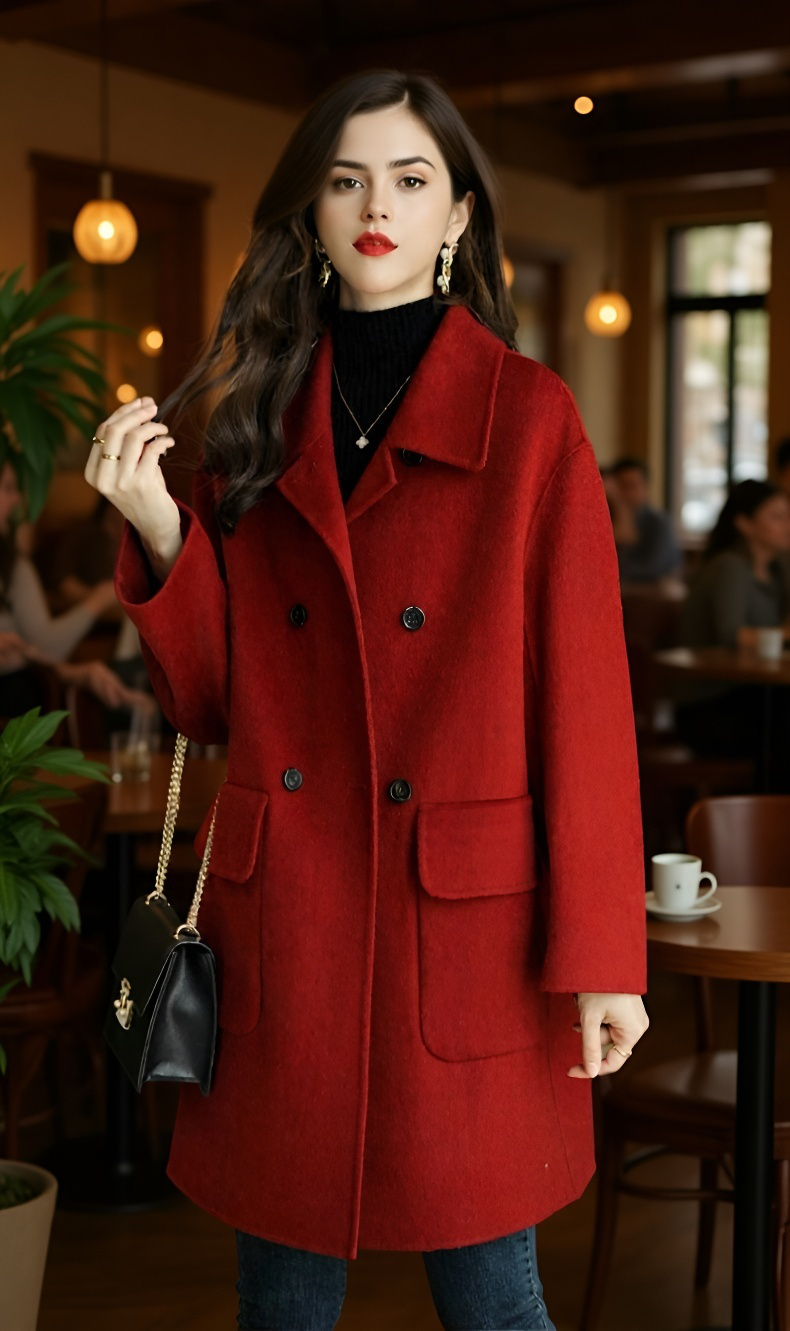 レディース厚手スリムツイードジャケット正面画像