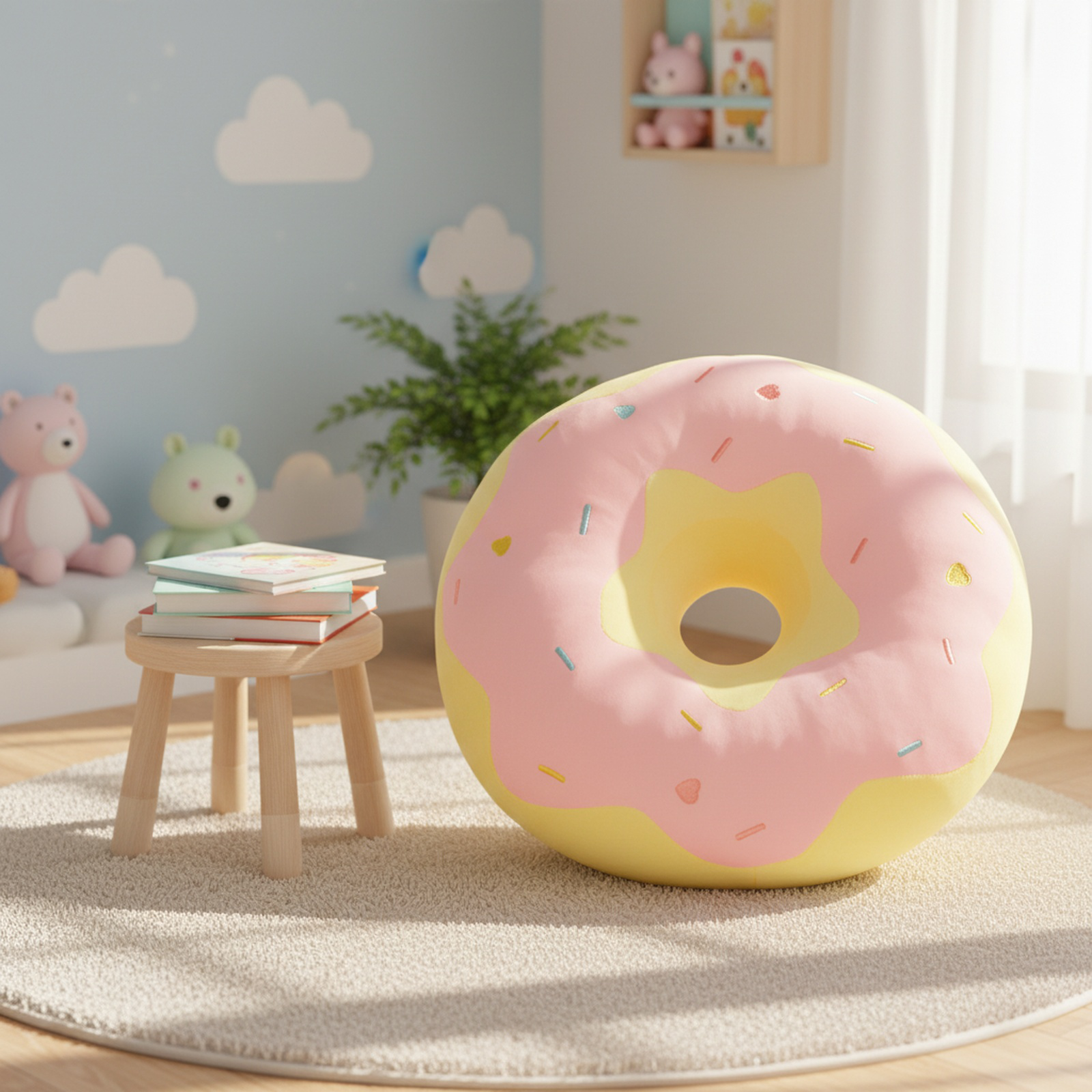 Cute Donut Cushion Plush Doll Sofa Pillow Balcony Tatami Leisure Butt Pad