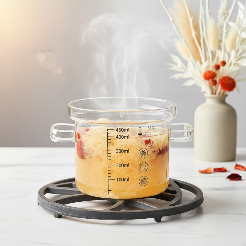Kleiner Glas-Kochtopf für den Hausgebrauch
