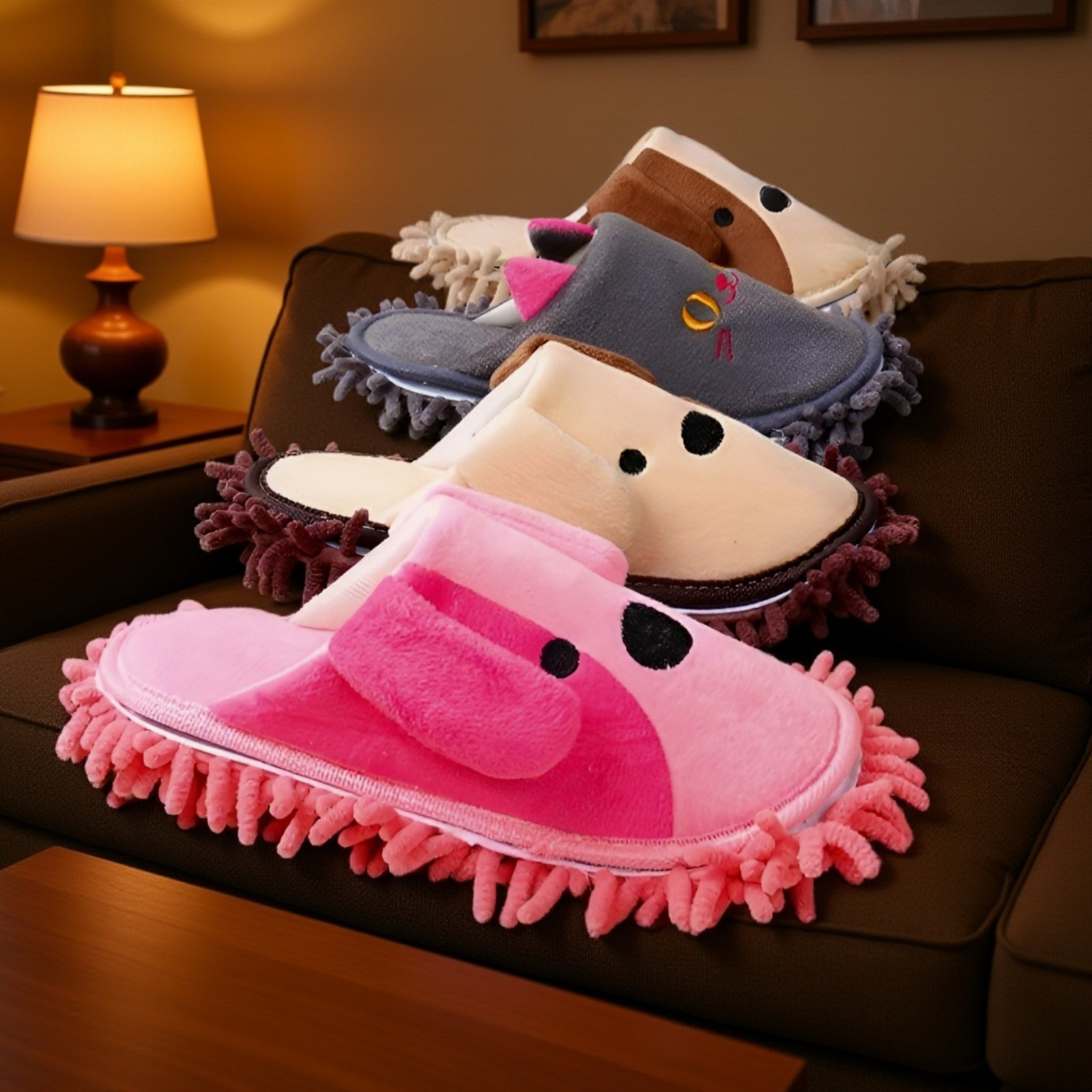 拆洗可能なモップスリッパの裏面