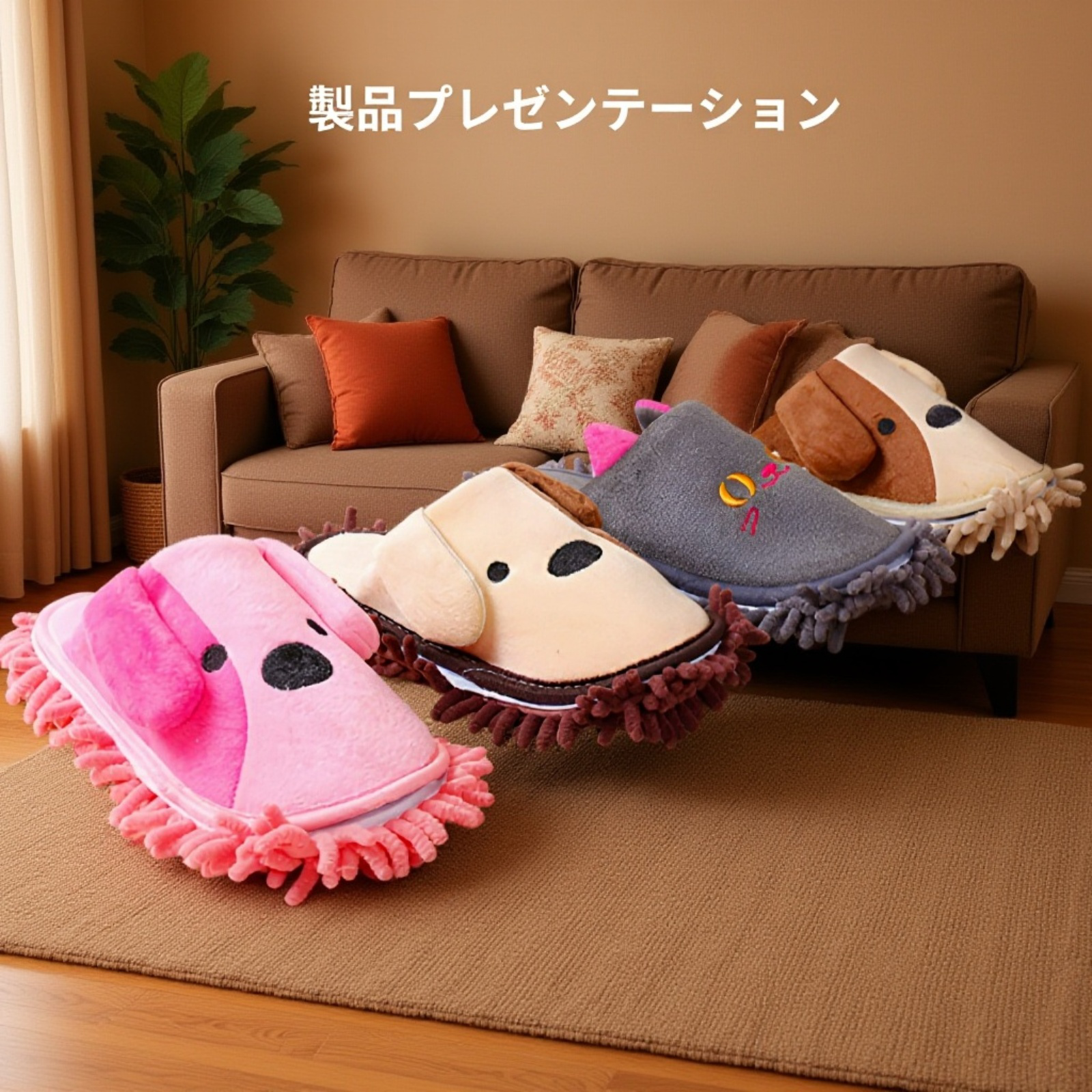 モップスリッパの柔らかい素材のアップ