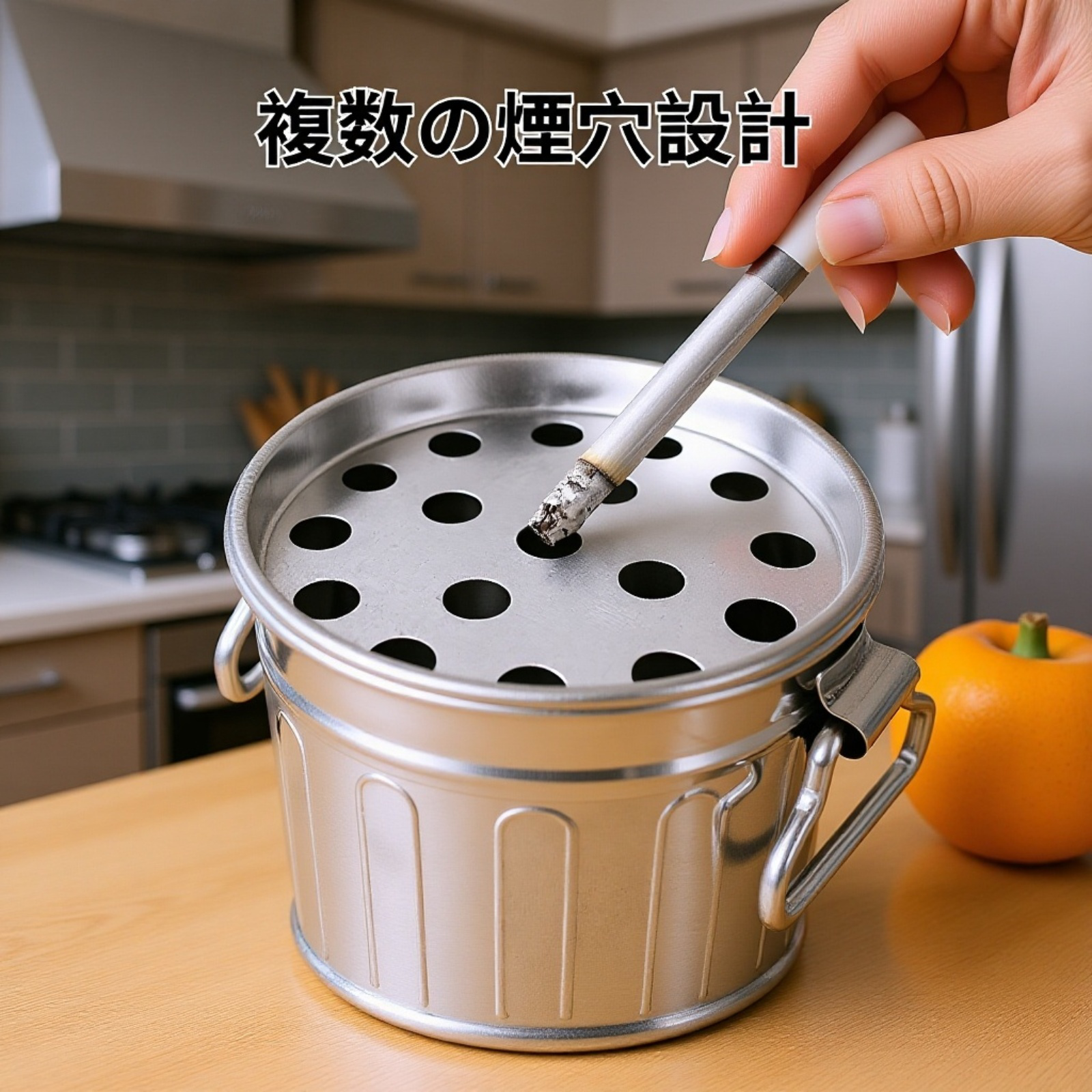 亜鉛メッキ鉄製バケツ灰皿デスクトップレトロメタル灰皿輸出用小型バケツ蓋付き