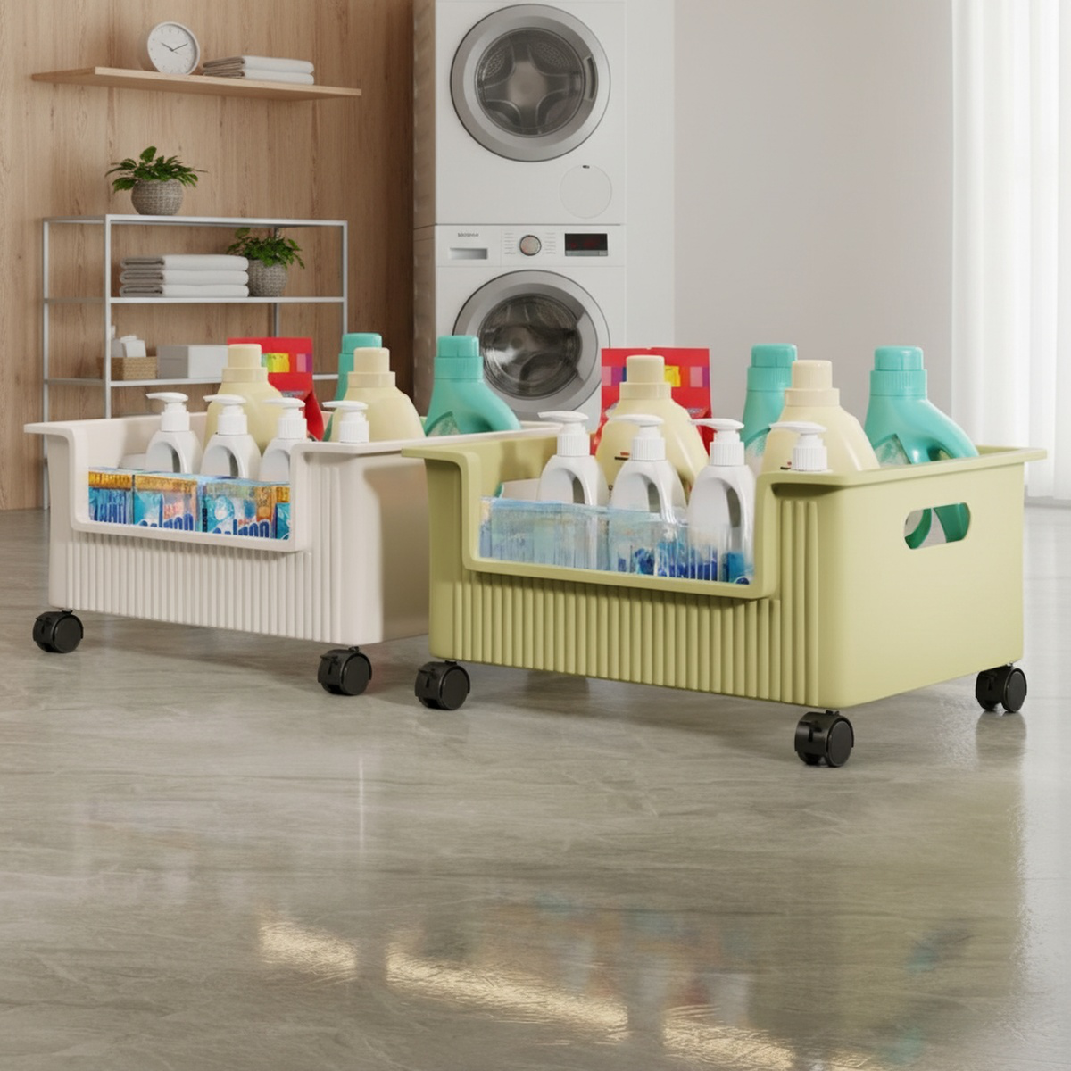 Bathroom cabinet under the shelf toilet sink movable laundry detergent rack balcony washing machine 