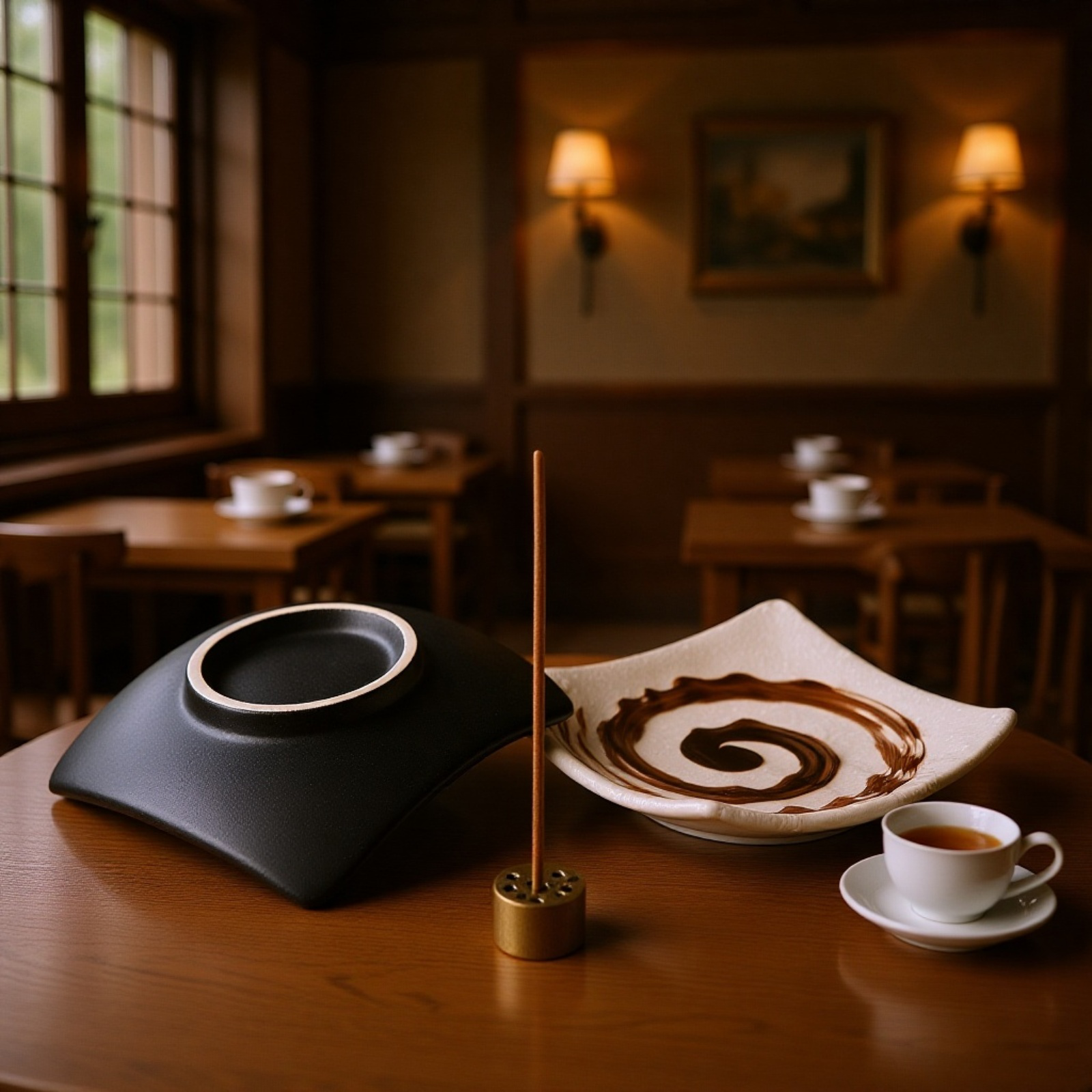 スクエア型セラミック線香炉・和風ミニマリスト粗陶香皿・香立て台座