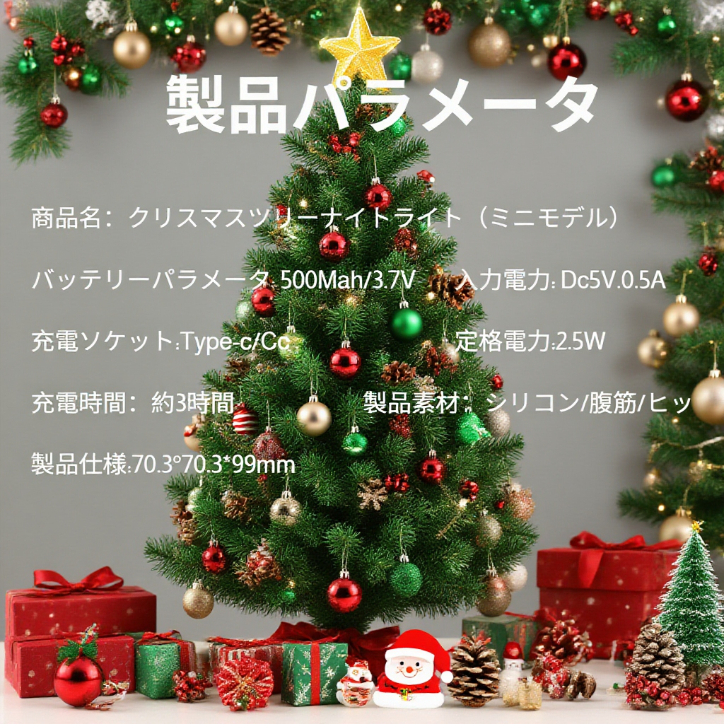 室内で飾るサンタクロースライトの様子