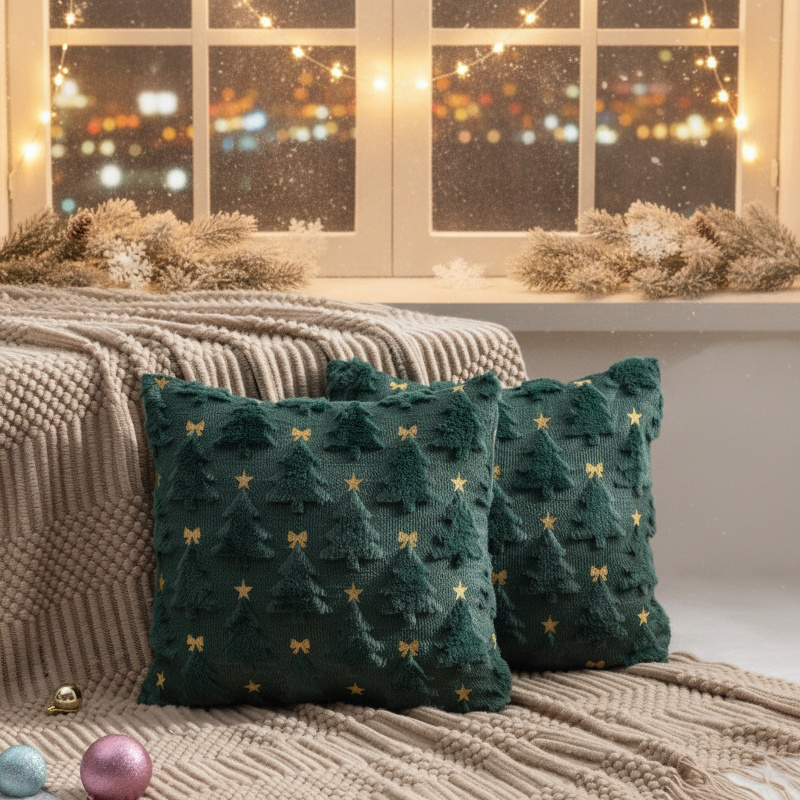 Festive Embroidered Cushion Cover for Home Decor