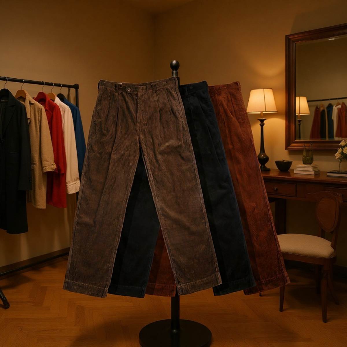 耐久性の高いコーデュロイ生地のディテール写真