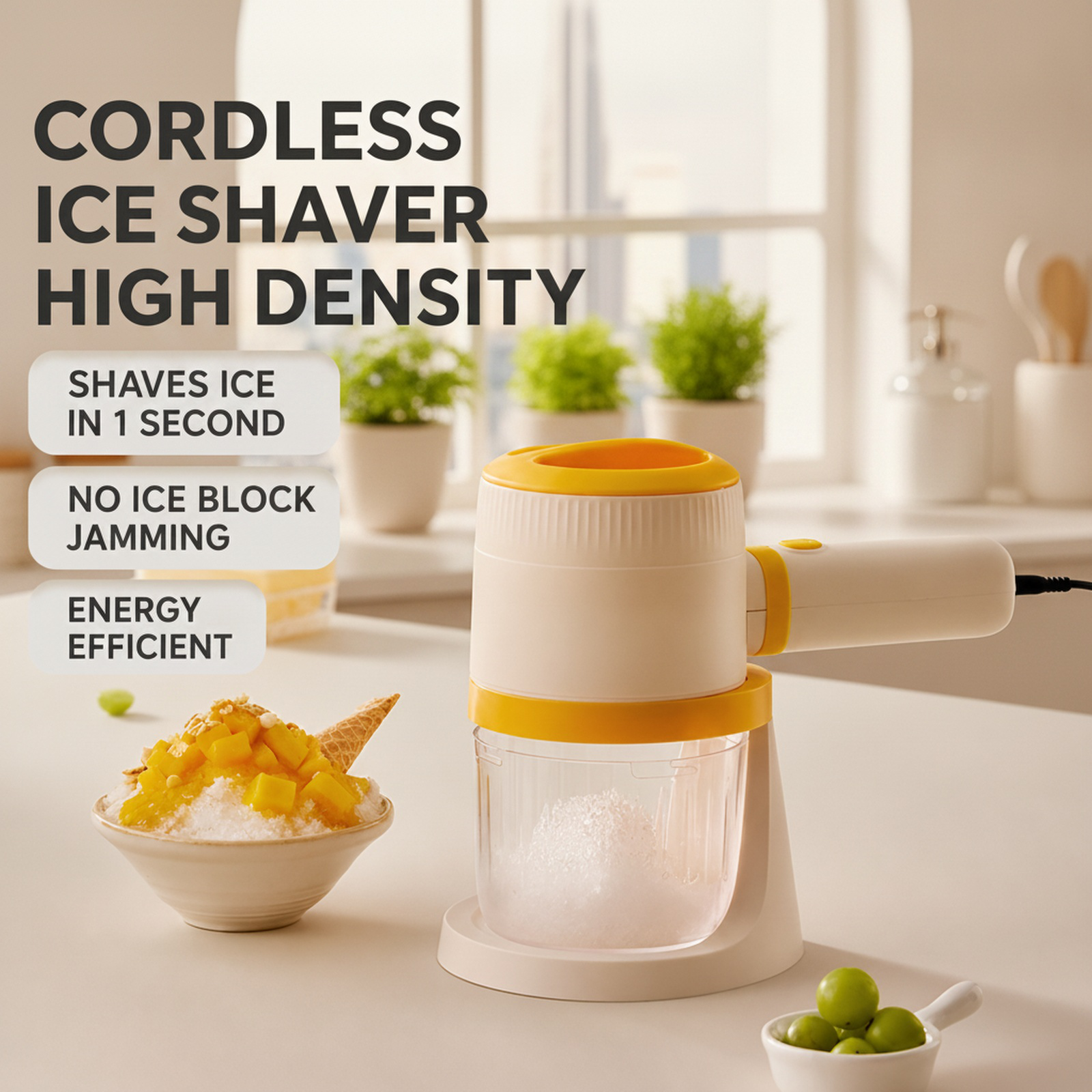 Quick Ice Shaver for Home, Smoothie Maker, Fits All Ice Types, 1-Second Ice Dispensing