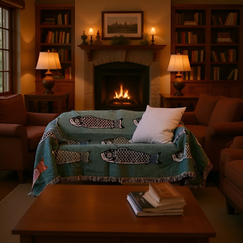 소파타올 비단잉어 풀커버 카펫 방진 장식 소파카펫 패턴 식탁보 소파타올 소파카펫 비단잉어 카펫