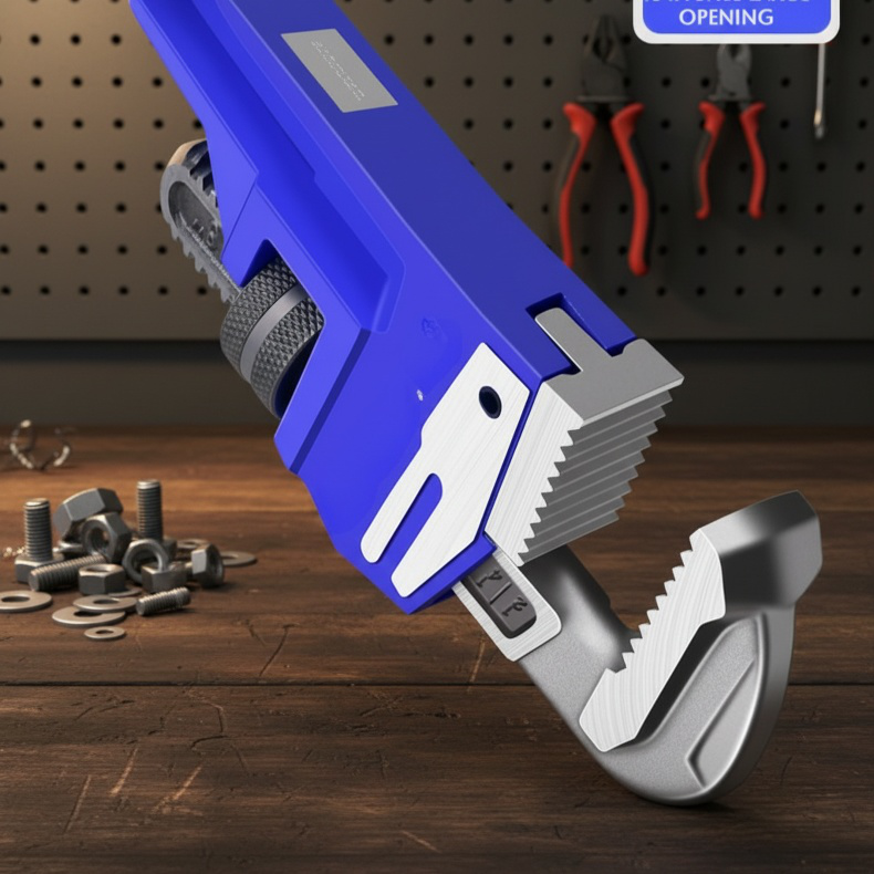 Heavy duty pipe pliers gripping large pipe