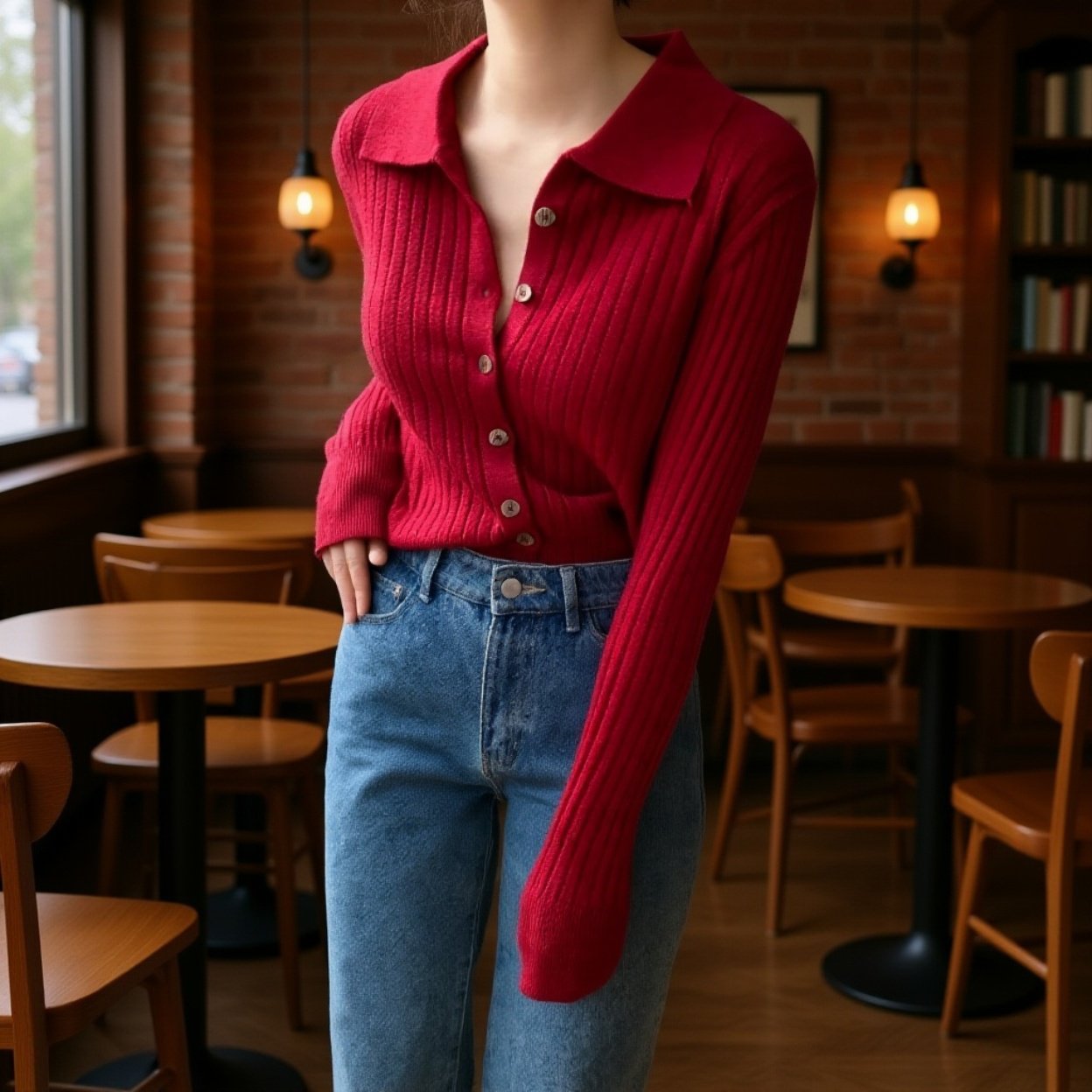 여자 긴팔 니트 카디건+문예 감성 출퇴근 니트 상의