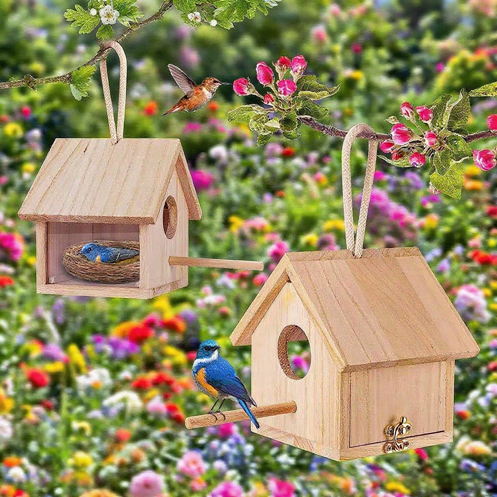 クリエイティブな新しい木製の鳥の巣スポット無垢材の鳥の家屋外の鳥の飼育箱