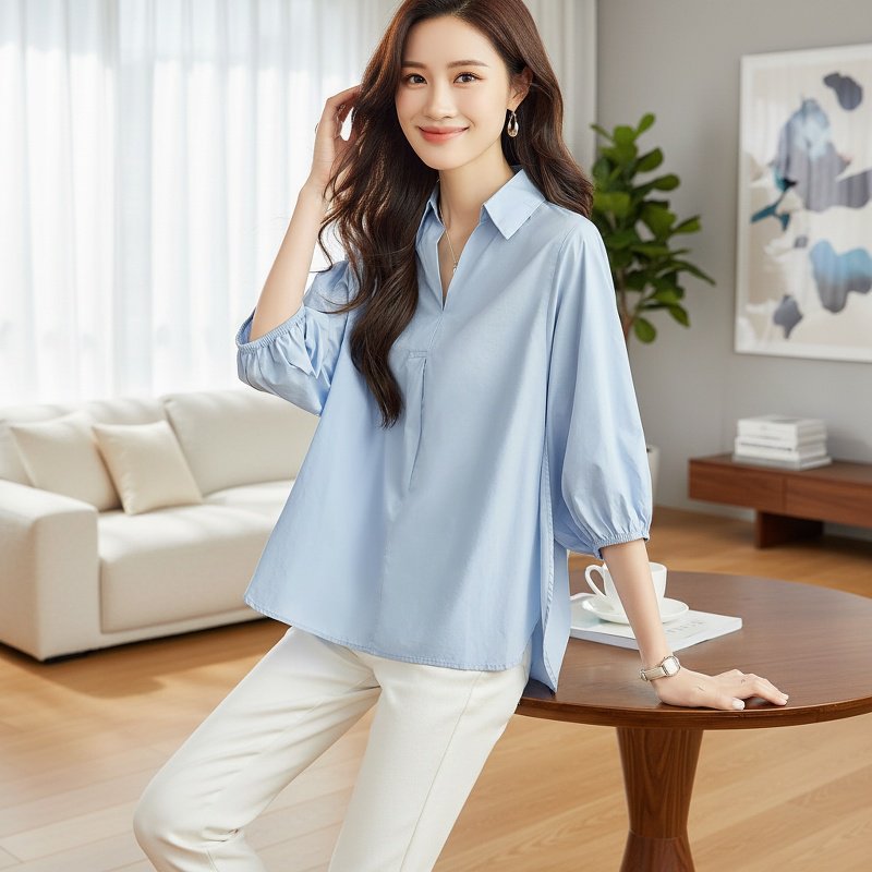 여성용 옆트임 블라우스 디테일 컷