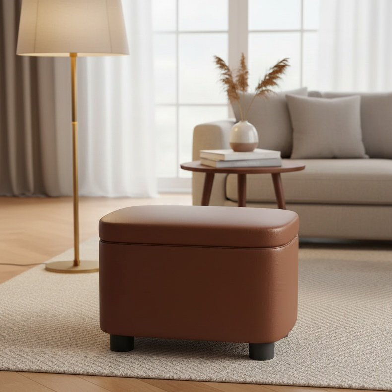 Kleiner Hocker für den Hauseingang, Schuhwechsel-Sofa-Fußhocker aus Leder