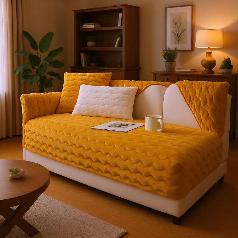 겨울 소파 커버 미끄럼 방지 두꺼운 보풀 대두 섬유 소파 커버 커버