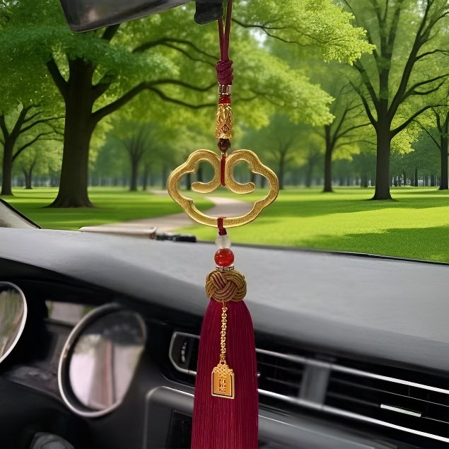 차량 내부 장식으로 사용된 금도금 펜던트