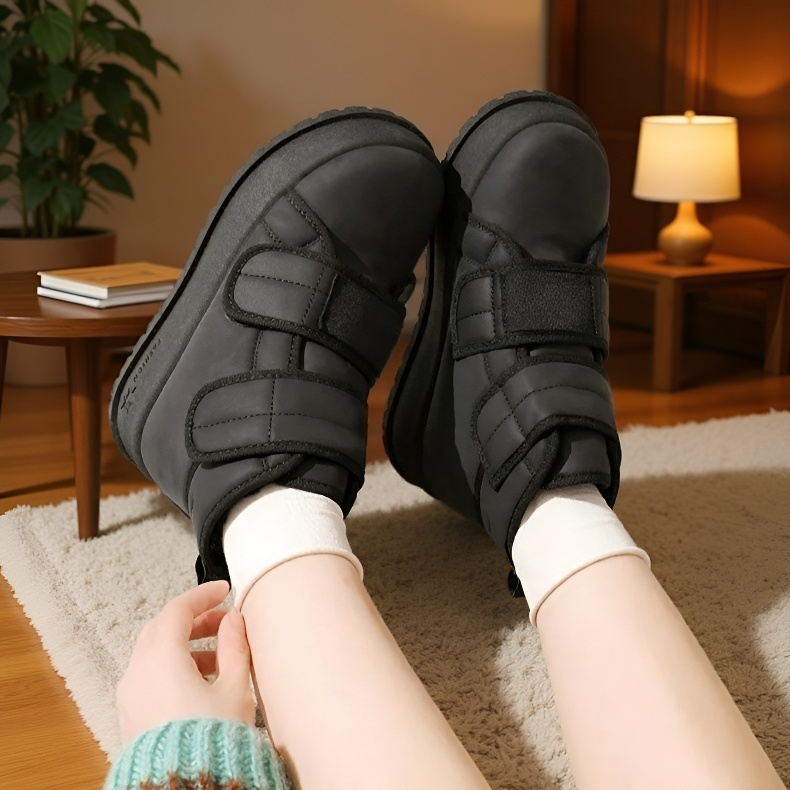 겨울 보온 캐주얼 통굽 면화 기모 하이탑 면화녀 키높이 스노우 부츠녀