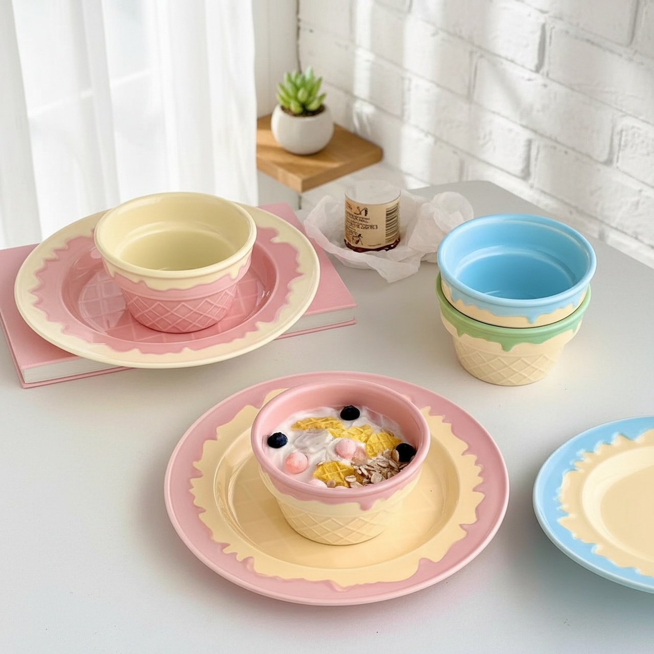 Cute Ice Cream Ceramic Dinnerware Set