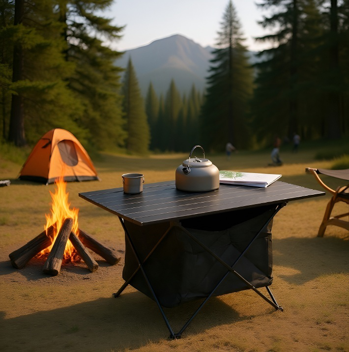 야외활동에 편리한 올블랙 테이블