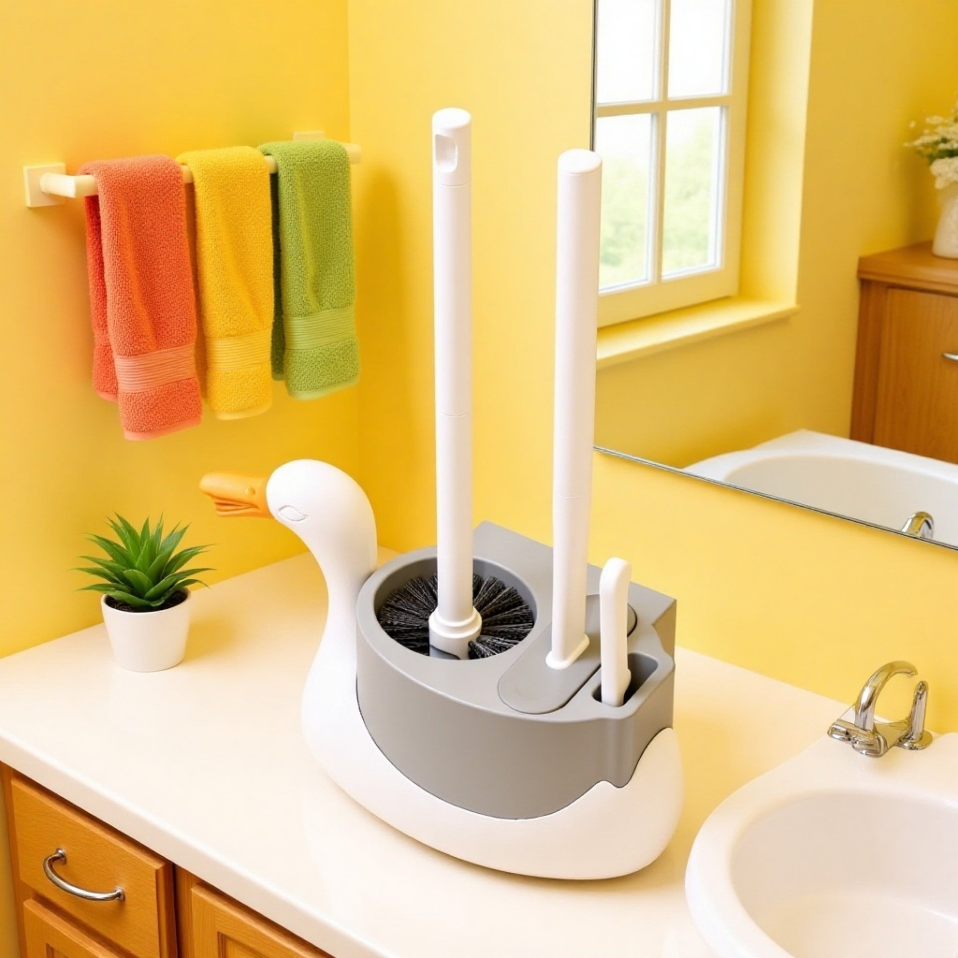 Fehér Hattyú 3 az 1-ben WC-kefe Fali WC-kefe Készlet