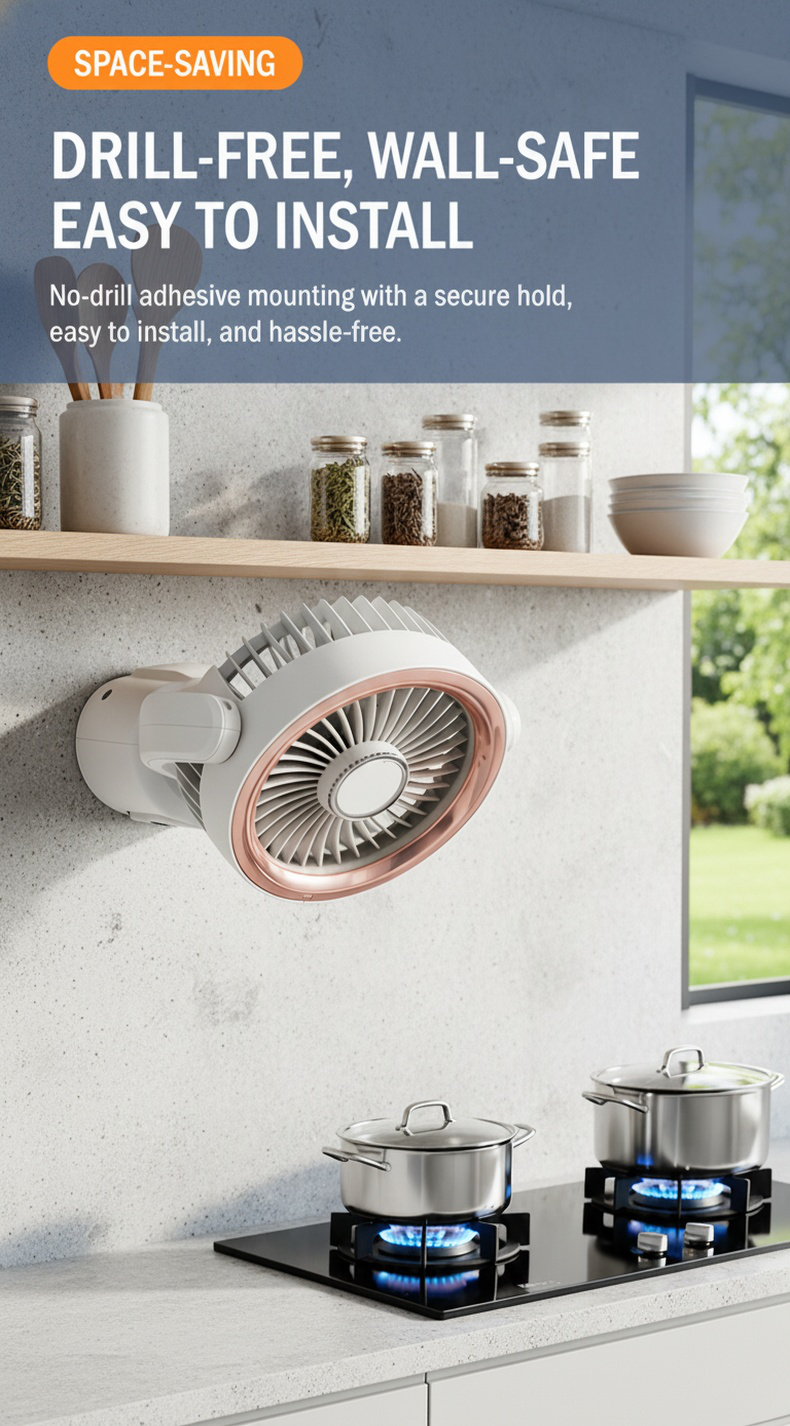 Mini USB fan with night light feature for bedroom
