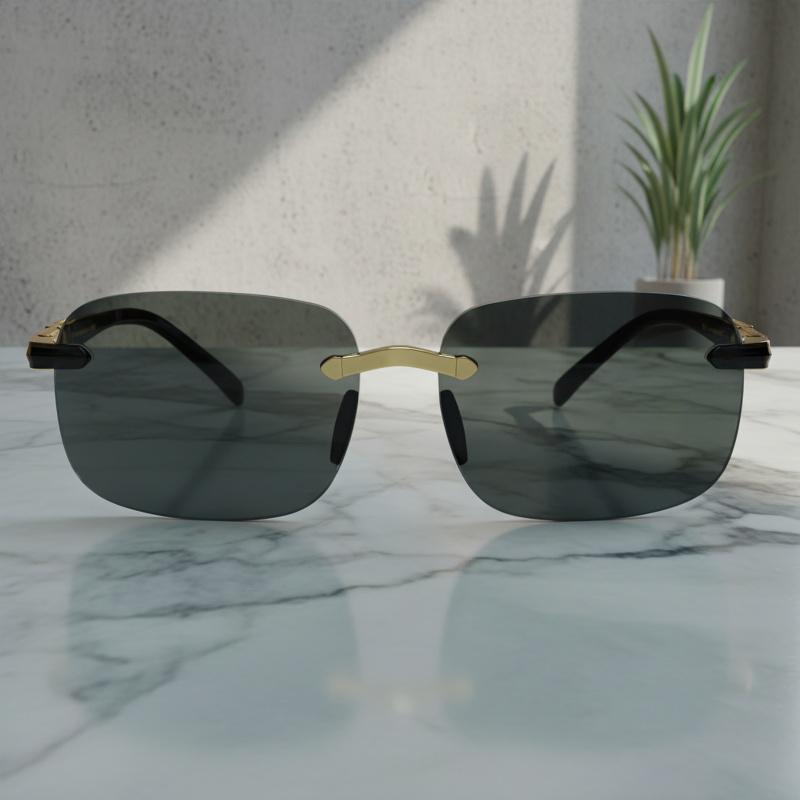 Lunettes de soleil haut de gamme sans monture en cristal naturel