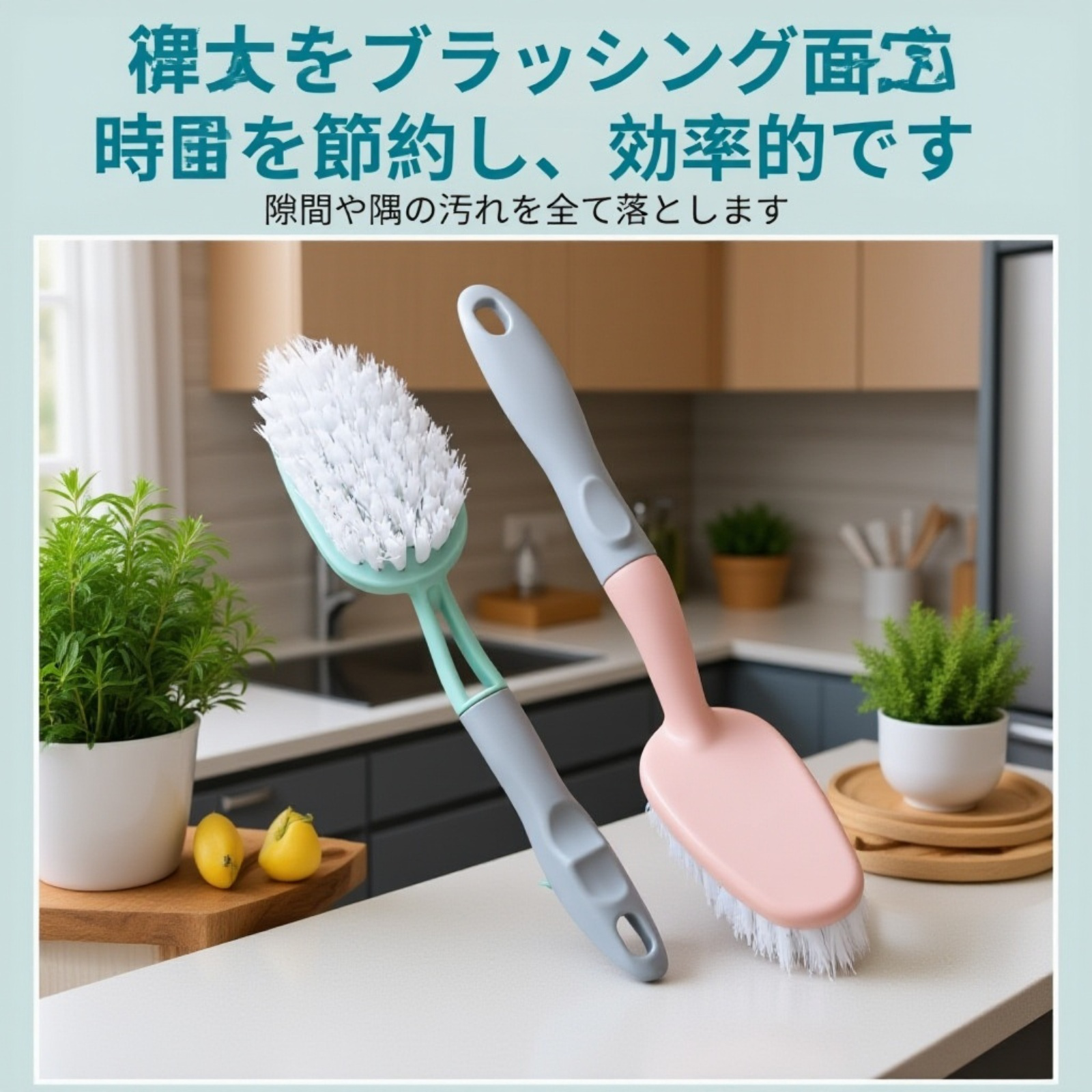 多機能トイレ用床ブラシの全体写真