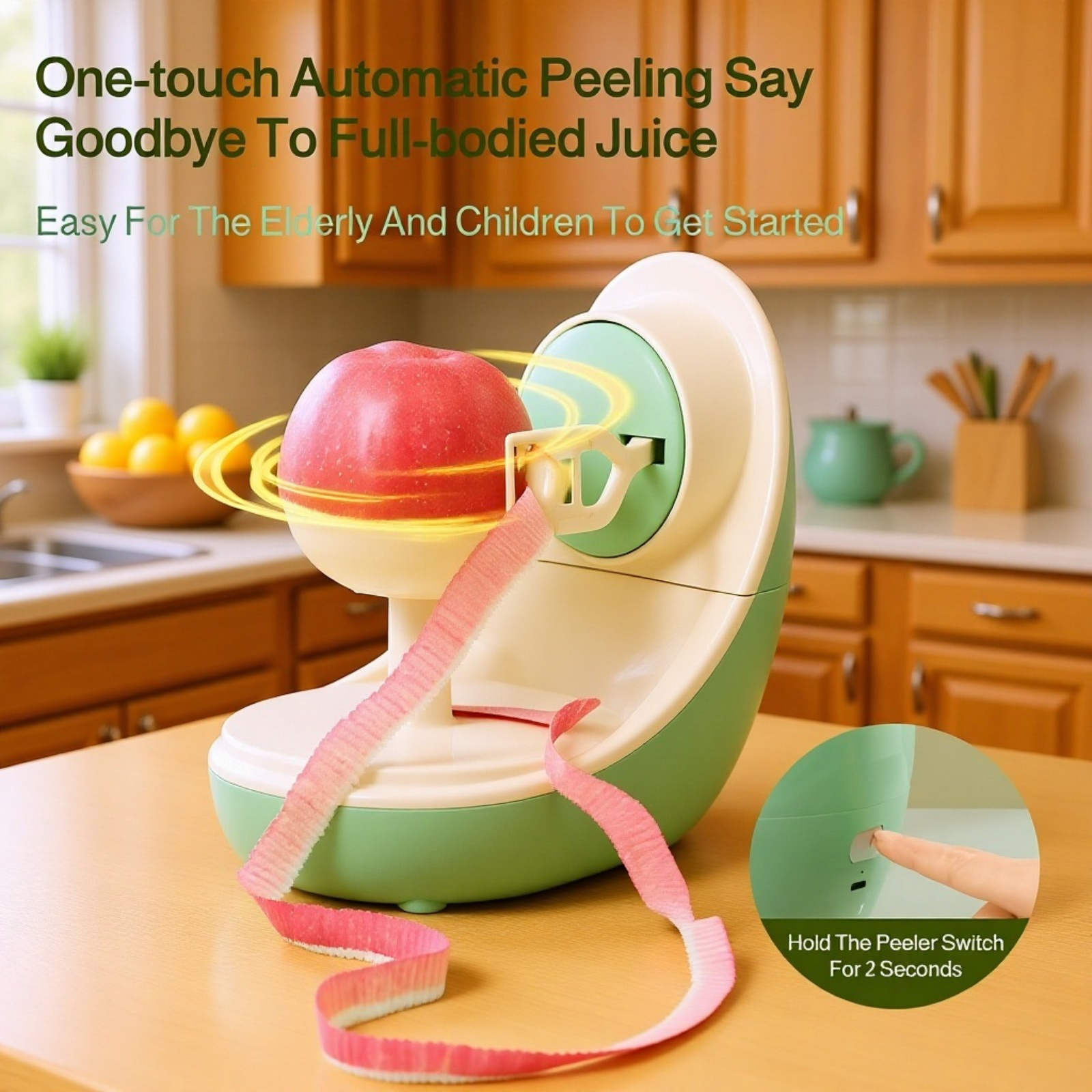  Electric Apple Peeler, Washable, USB Rechargeable Fruit Peeling Machine