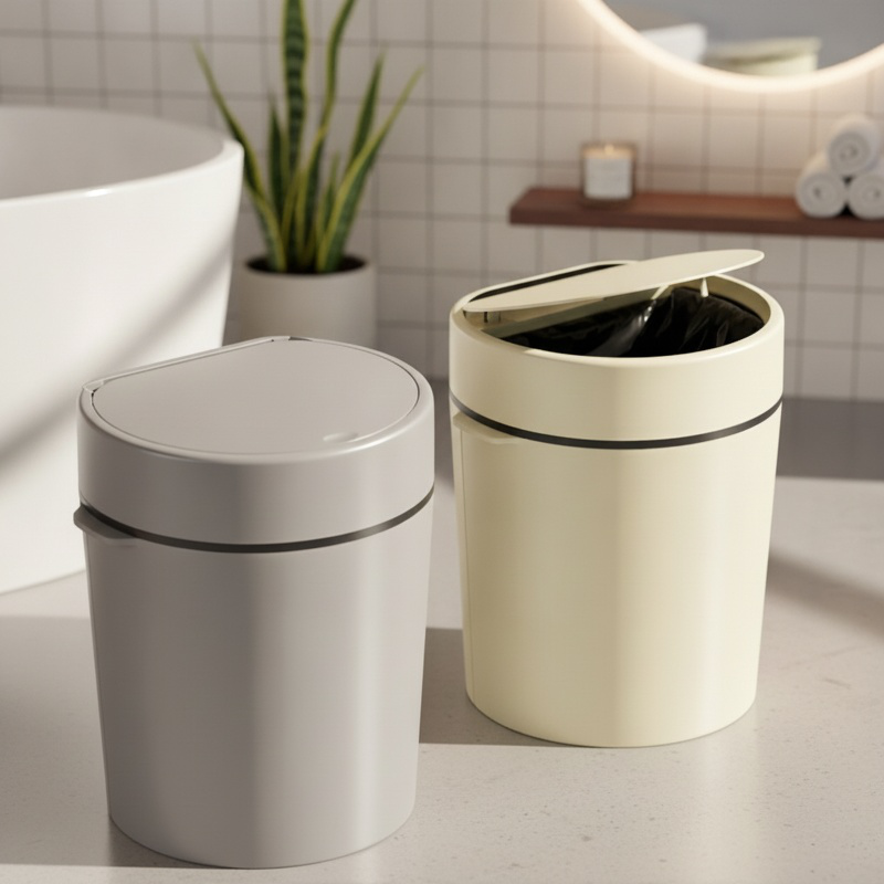 Cubo de basura moderno para cocina con compartimentos