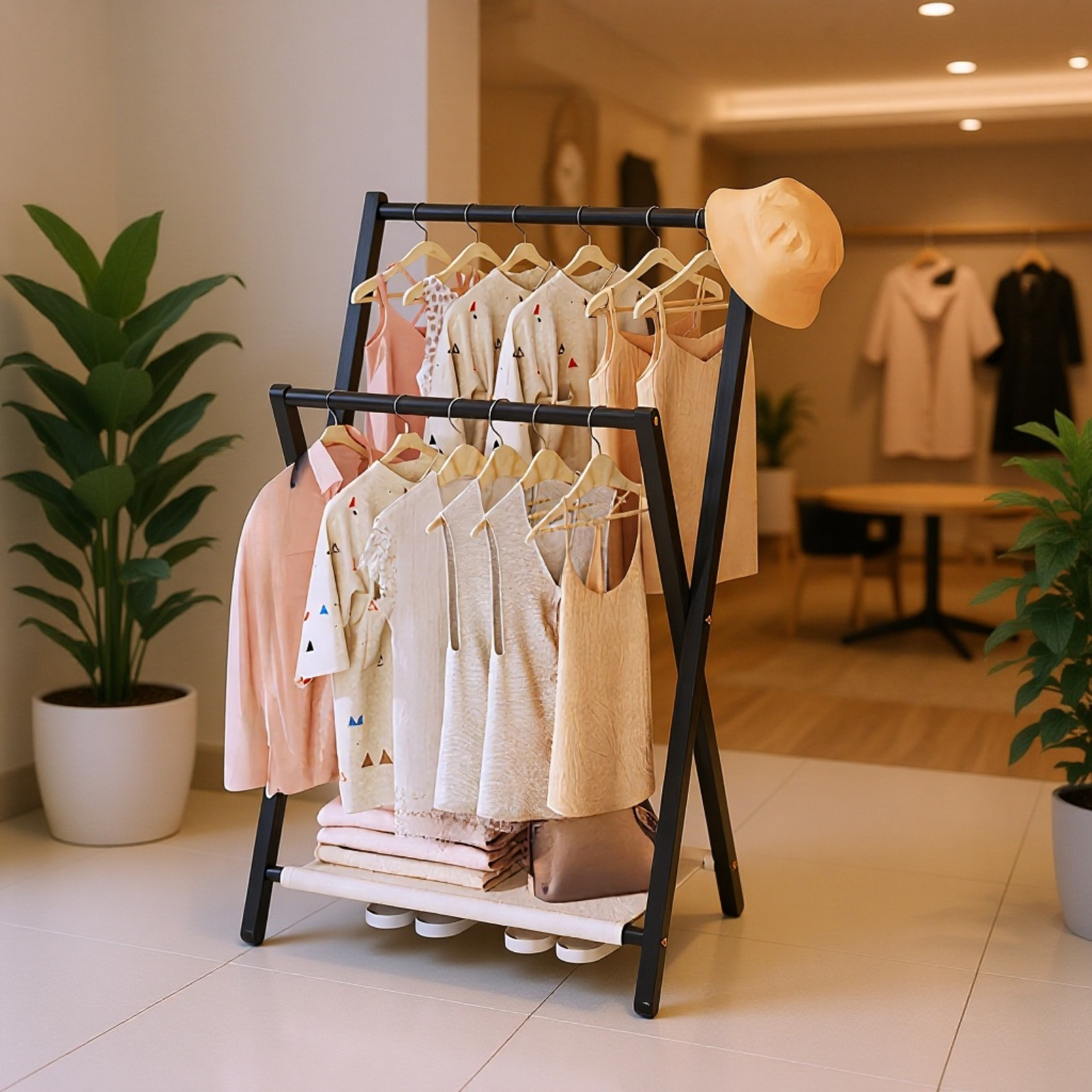 新生活応援の竹製衣帽架