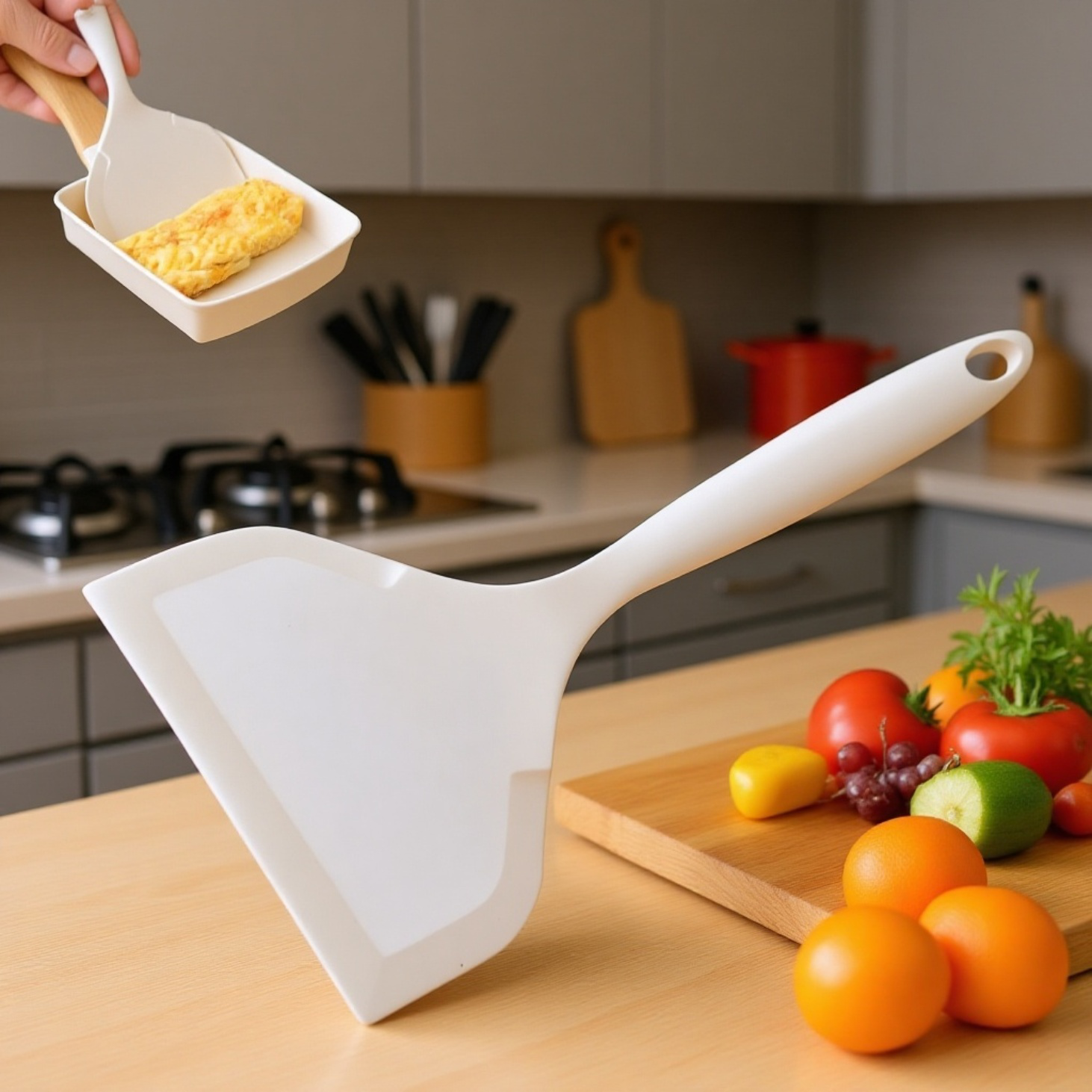 2色幅広口ノンスティックシリコンヘラの商品画像