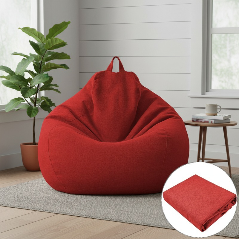 Cotton and Linen Lazy Sofa Chair Cover Bean Bag Sofa Cover Japanese Style Fabric Chair Cover