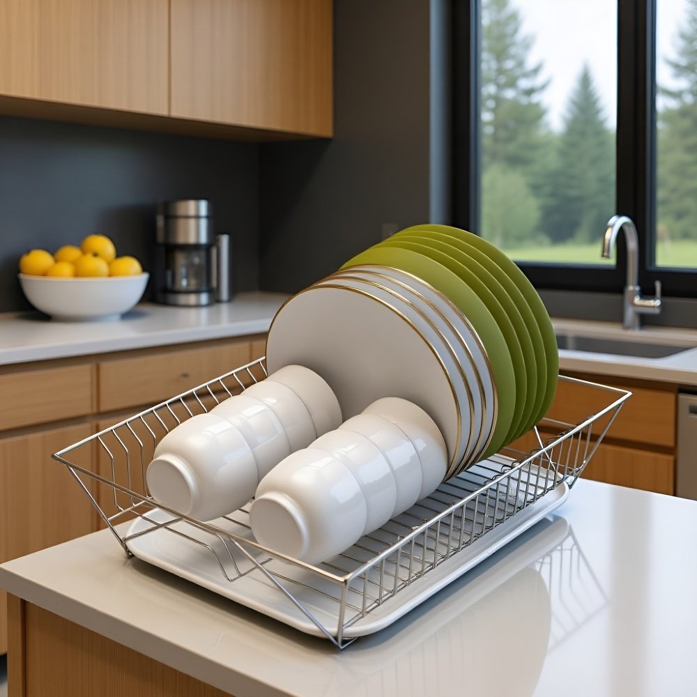 رف تخزين مطبخ منزلي من الفولاذ المقاوم للصدأ