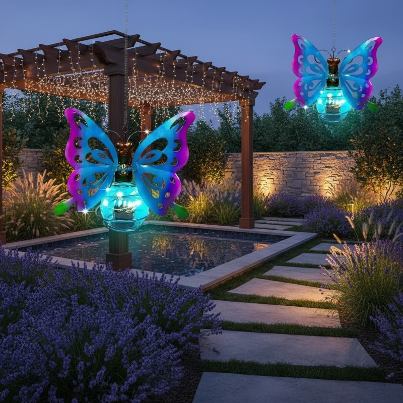 Solar-powered garden hanging decorative lights