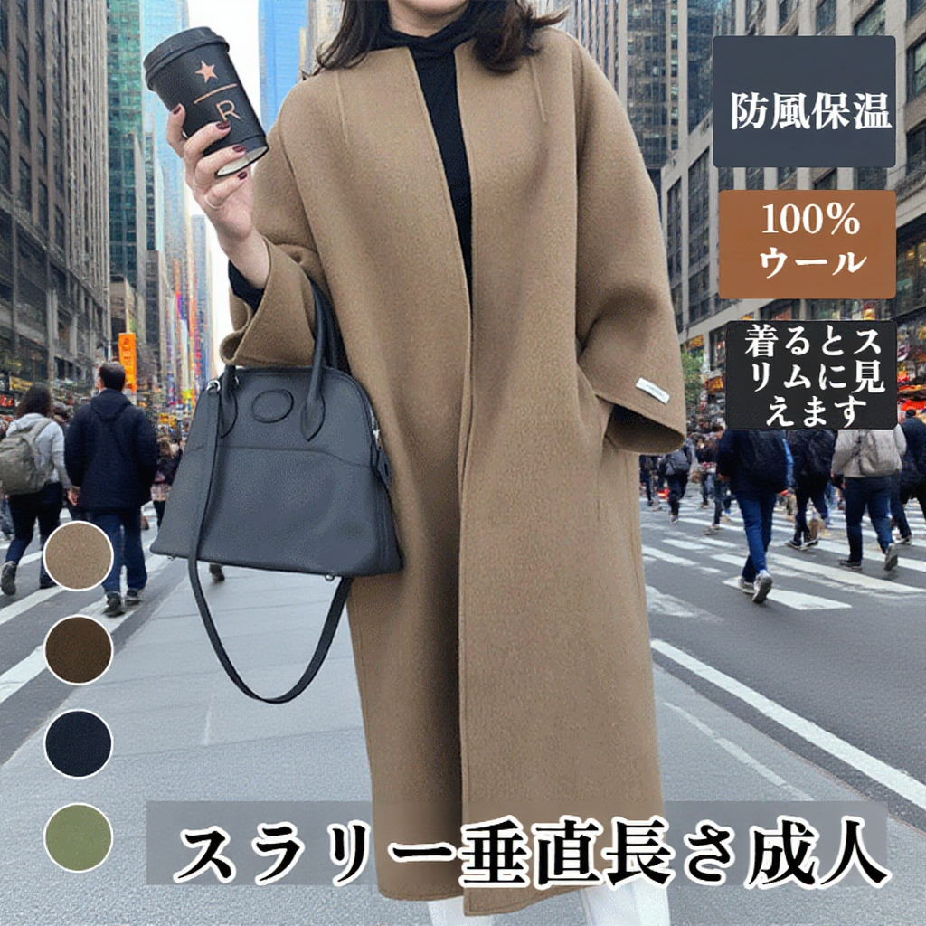 シンプルな韓国風通勤用ストレートコート