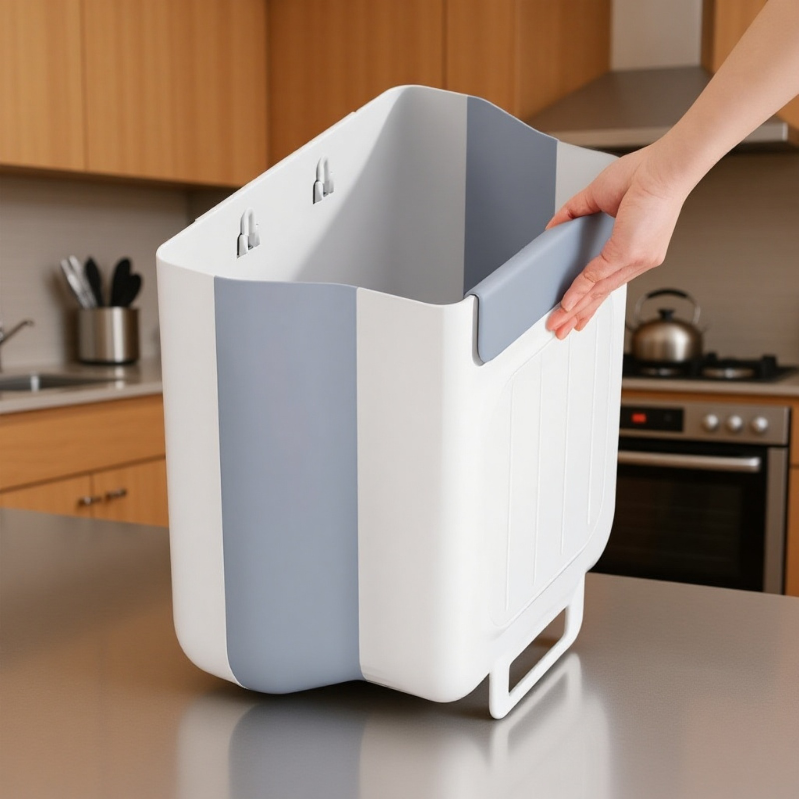  Zusammenklappbarer Müllbehälter für Schranktüren – Wandmontage