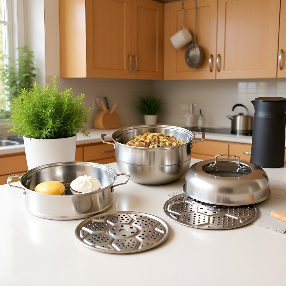 스테인리스 뚜껑이 포함된 수프 냄비