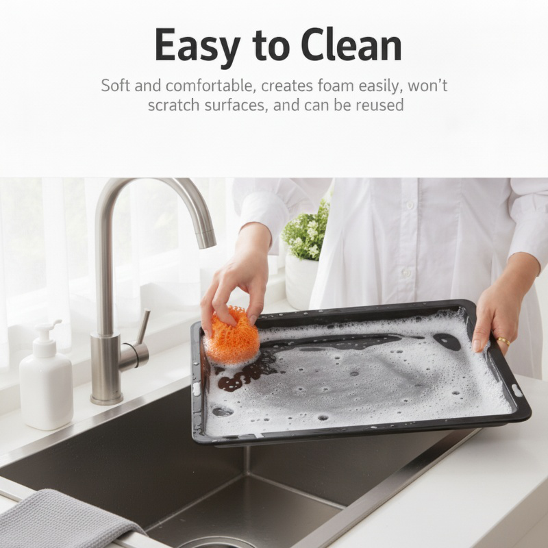 Lint-free steel wool ball for cookware cleaning