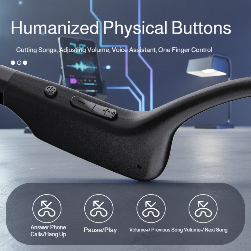 Bluetooth Bone Conduction Neckband Headset with Built-in TF Card Slot