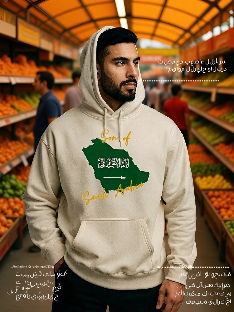  سويت شيرت كاجوال من قطن خالص للرجال والنساء (مصمم خصيصا لليوم الوطني السعودي) 