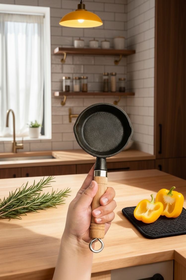 Small iron pan used for frying oil