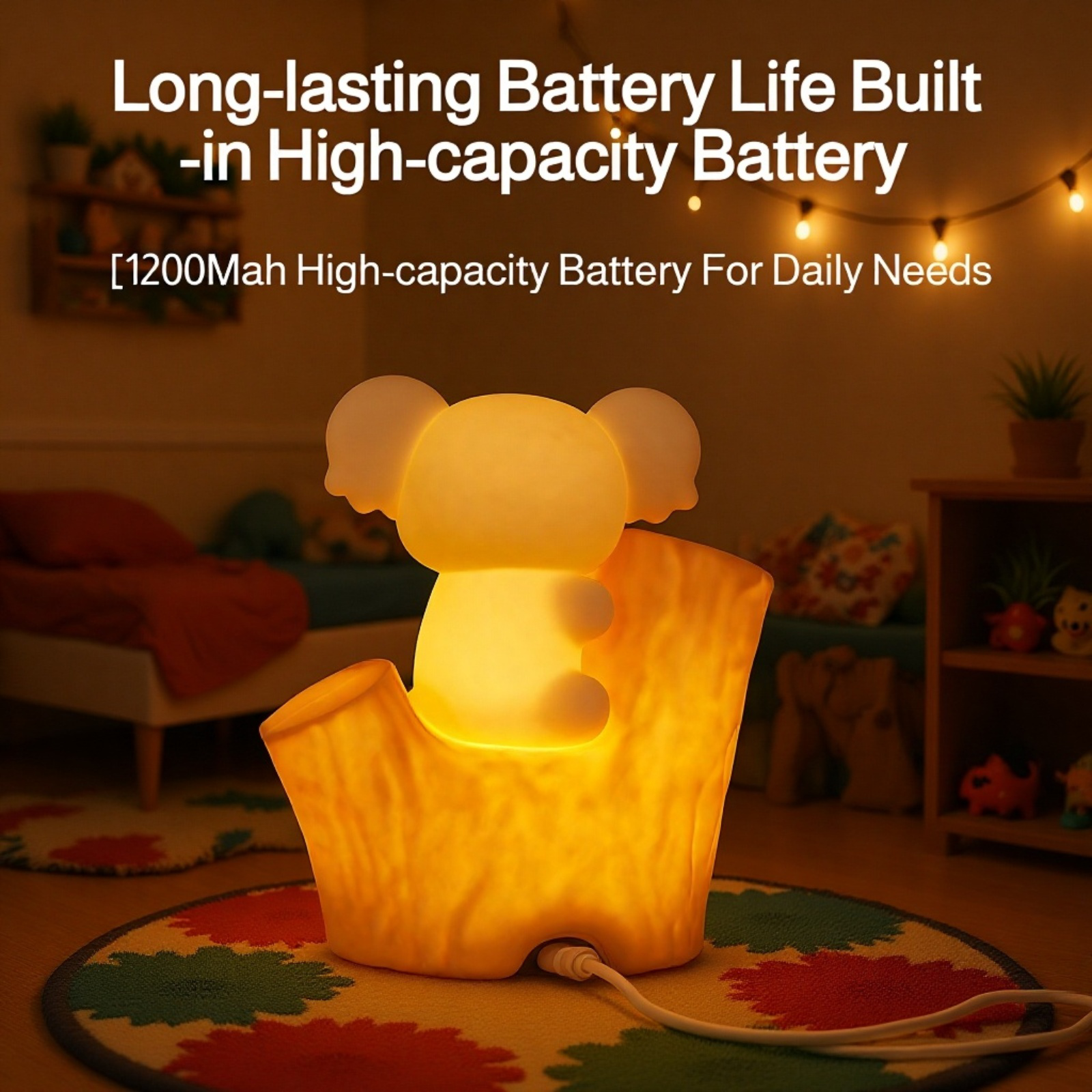 Cartoon Koala S Night Lamp – USB Rechargeable, Adjustable Brightness, Timer, Seven-Color Changing