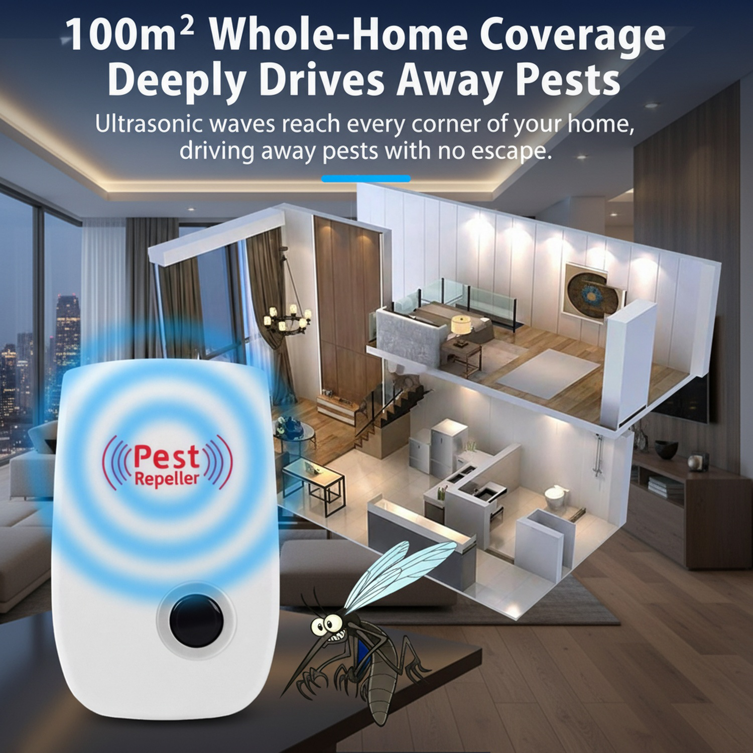 Mouse, insect, and mite repeller for home use