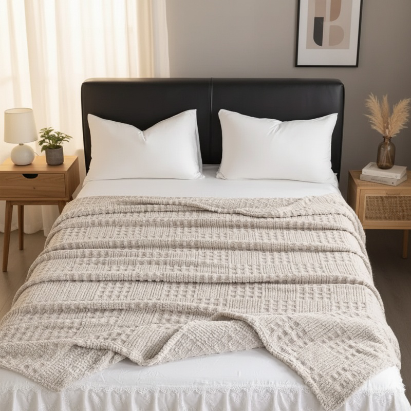 Warm Thickened Knitted Plush Padded Blanket Cover